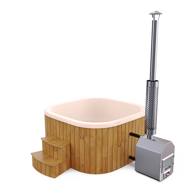 8-10 személyes akril négyzet dézsa külső kazánnal