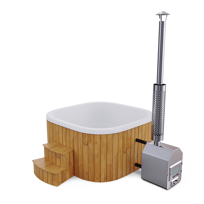 8-10 személyes akril négyzet dézsa külső kazánnal