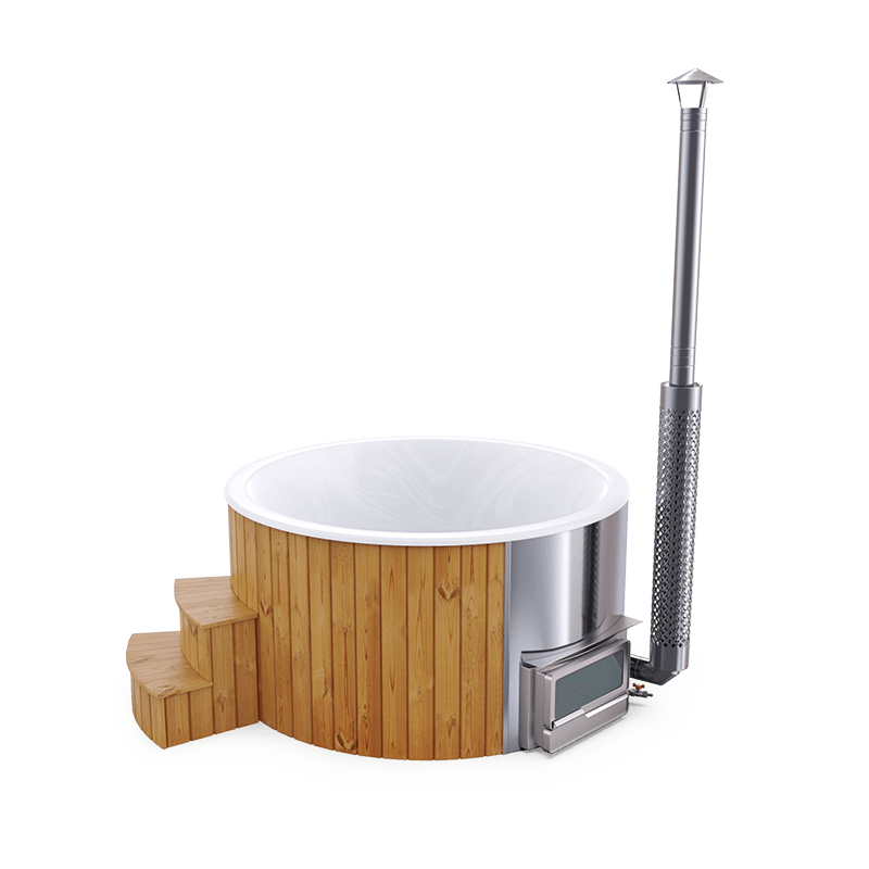 5-6 személyes akril kör dézsa fekvő kazánnal