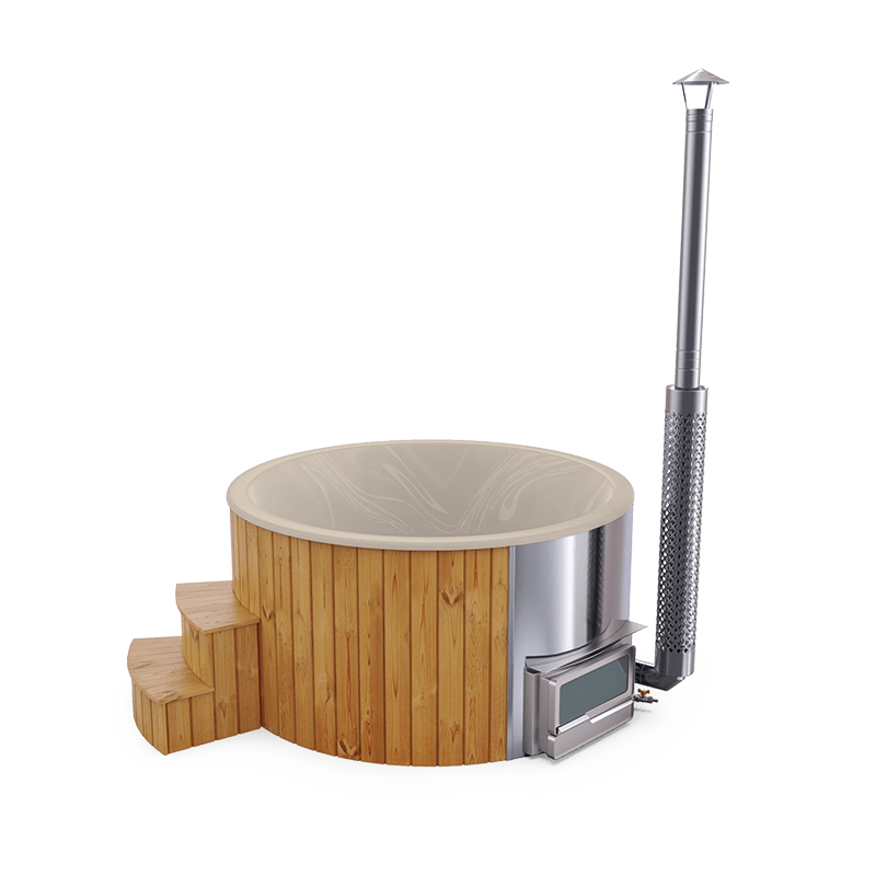 5-6 személyes akril kör dézsa fekvő kazánnal