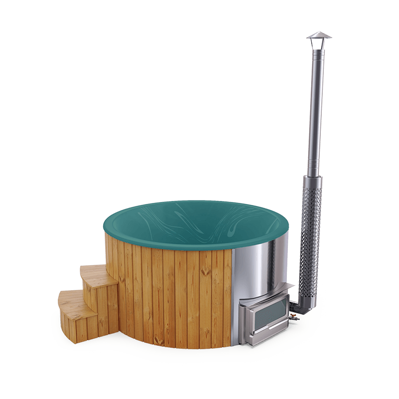 5-6 személyes akril kör dézsa fekvő kazánnal