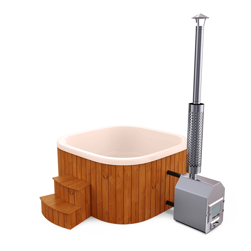 8-10 személyes akril négyzet dézsa külső kazánnal