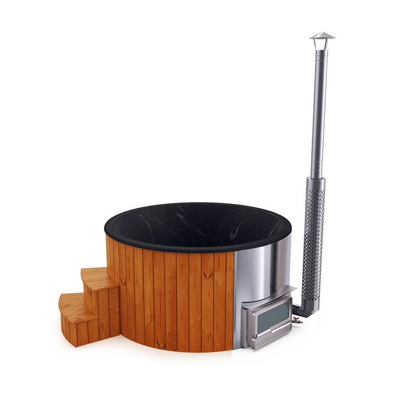 5-6 személyes akril kör dézsa fekvő kazánnal