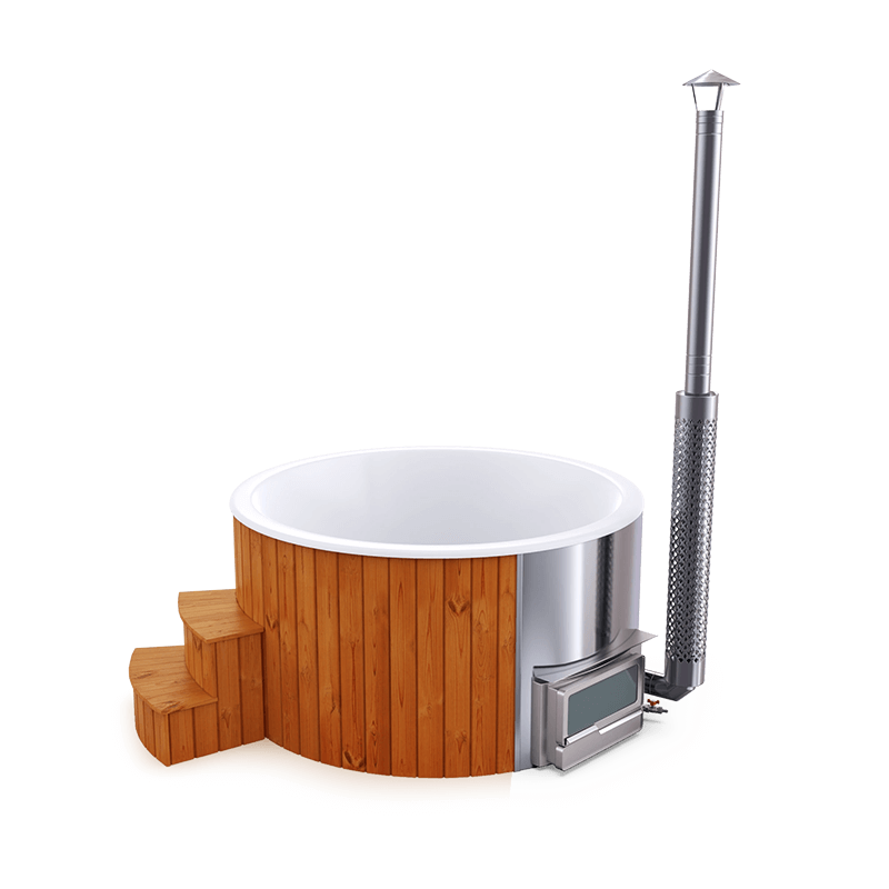 5-6 személyes üvegszálas kör dézsa fekvő kazánnal