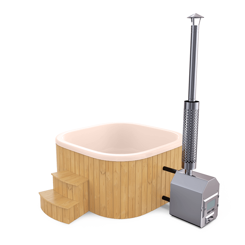 8-10 személyes akril négyzet dézsa külső kazánnal