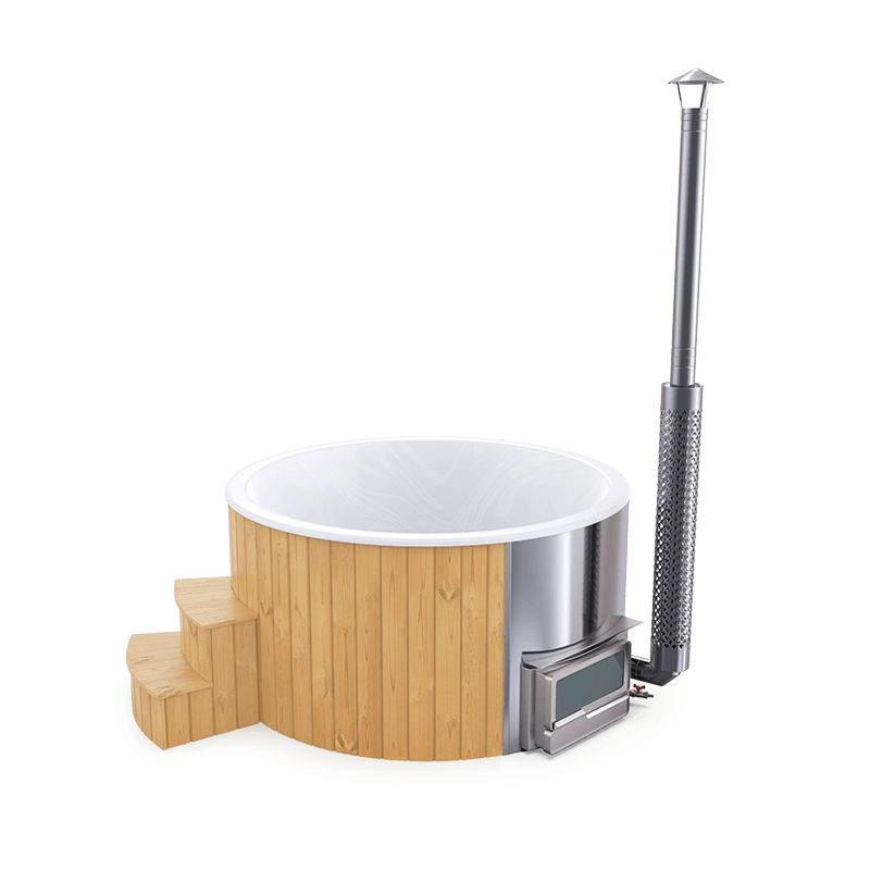 5-6 személyes akril kör dézsa fekvő kazánnal