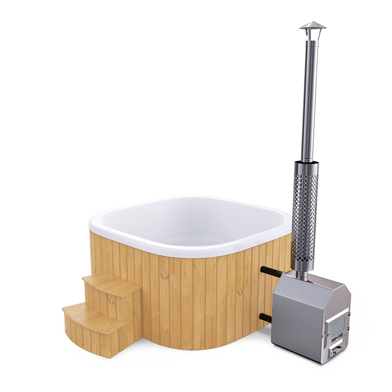 8-10 személyes akril négyzet dézsa külső kazánnal