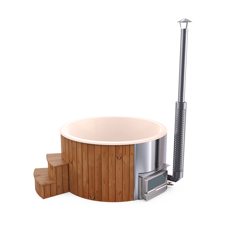 5-6 személyes akril kör dézsa fekvő kazánnal