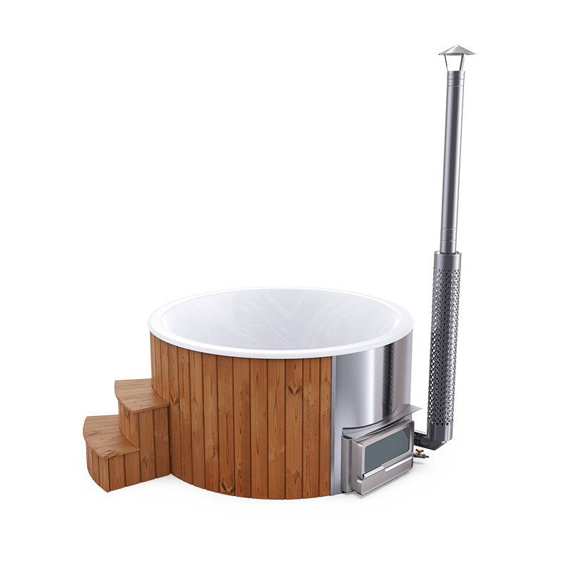 5-6 személyes akril kör dézsa fekvő kazánnal