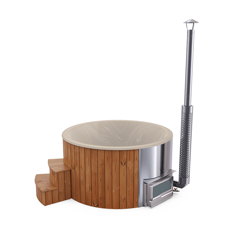 5-6 személyes akril kör dézsa fekvő kazánnal