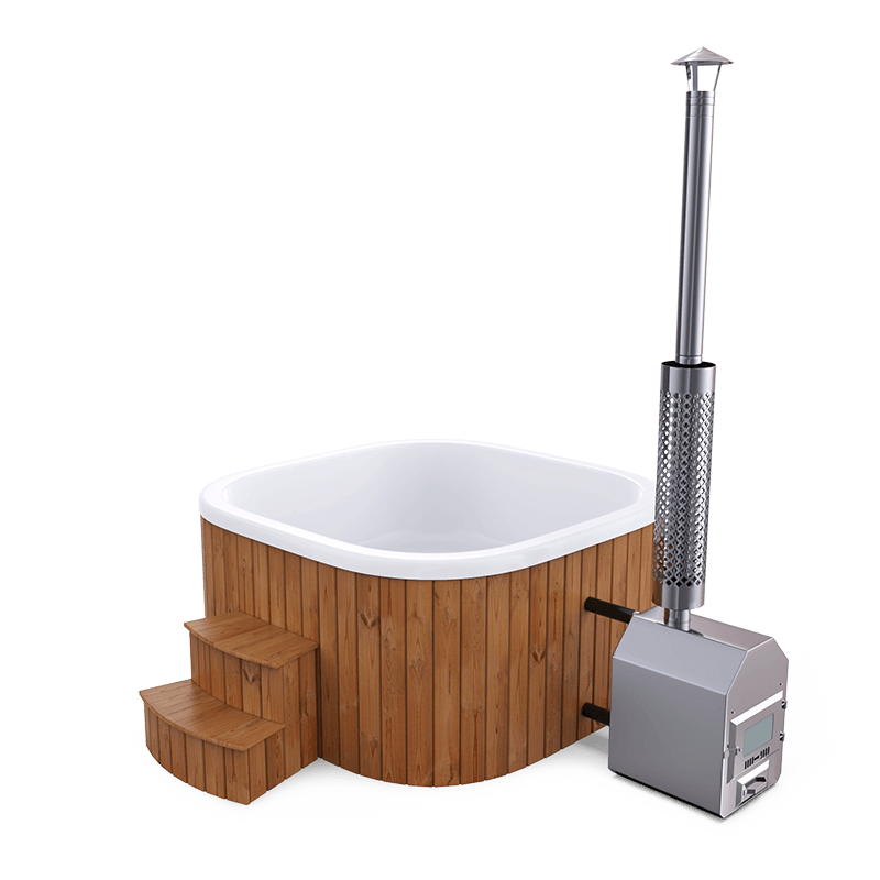 8-10 személyes akril négyzet dézsa külső kazánnal