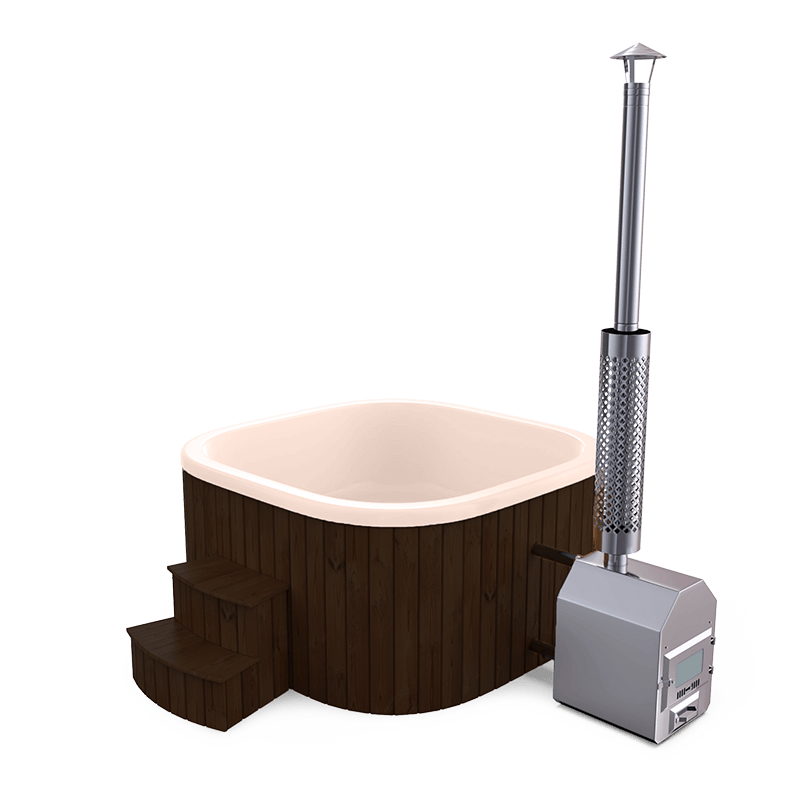 8-10 személyes akril négyzet dézsa külső kazánnal