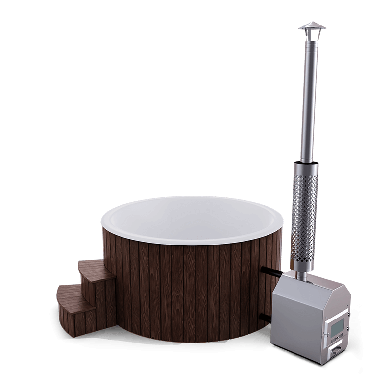 5-6 személyes üvegszálas kör dézsa külső kazánnal