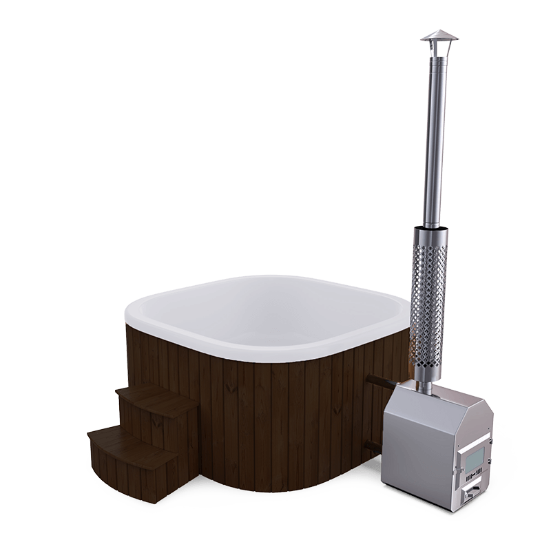 8-10 személyes akril négyzet dézsa külső kazánnal