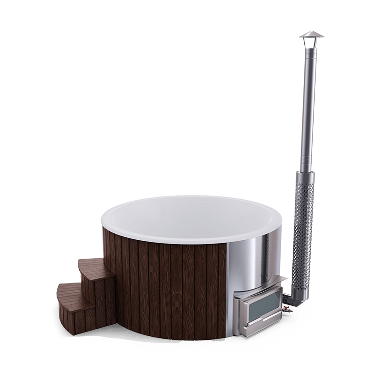 5-6 személyes üvegszálas kör dézsa fekvő kazánnal