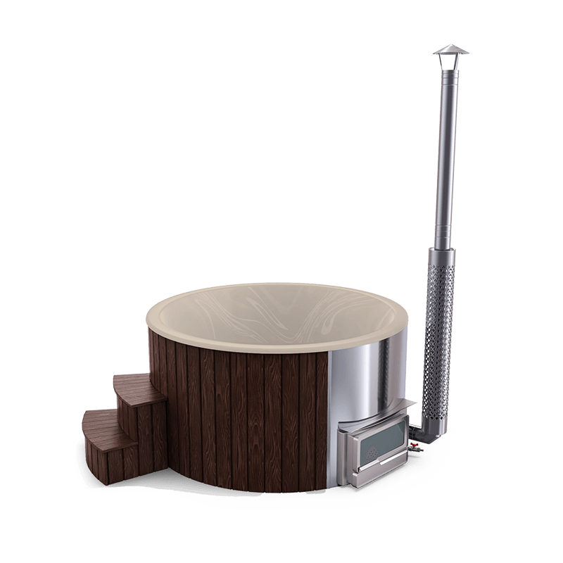 5-6 személyes akril kör dézsa fekvő kazánnal