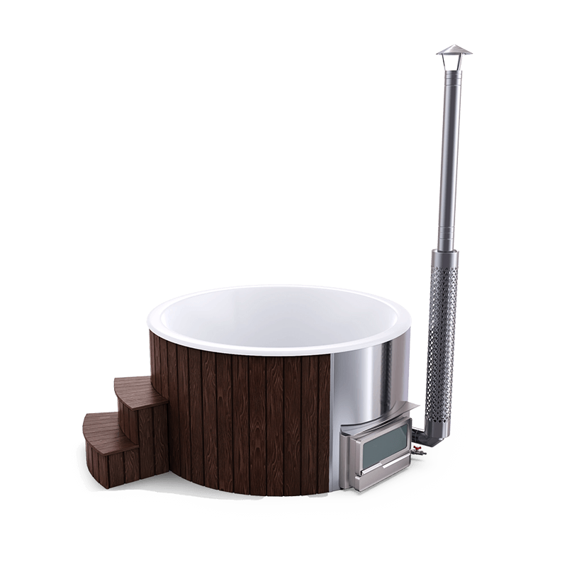 5-6 személyes üvegszálas kör dézsa fekvő kazánnal