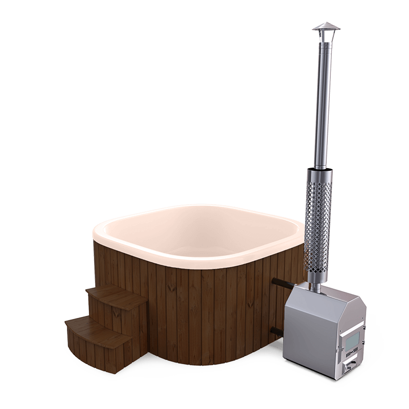 8-10 személyes akril négyzet dézsa külső kazánnal