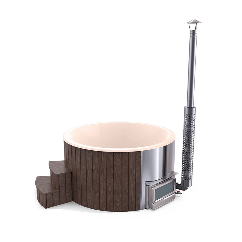 5-6 személyes akril kör dézsa fekvő kazánnal