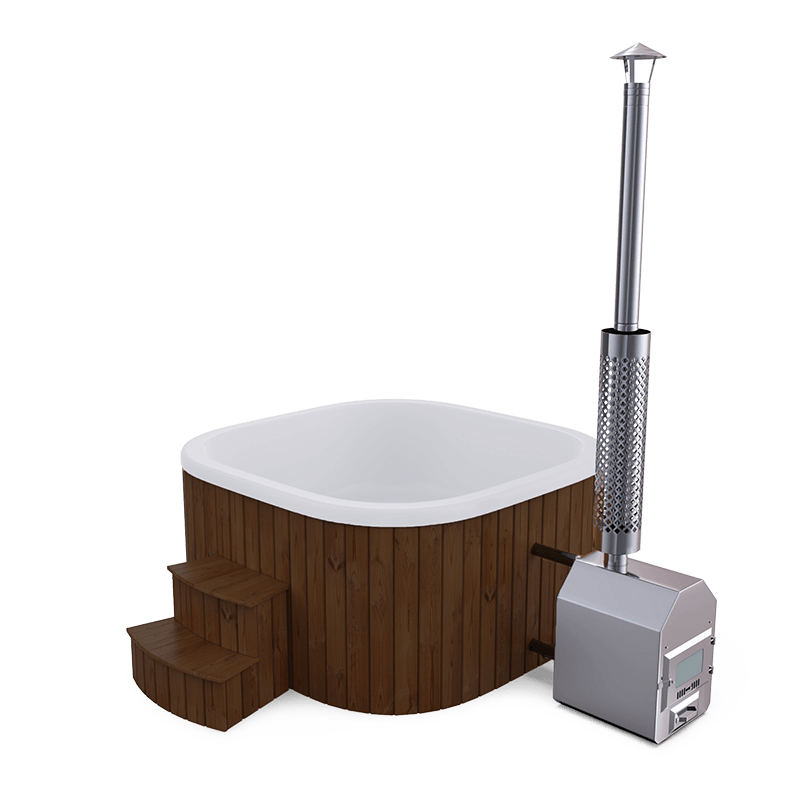 8-10 személyes akril négyzet dézsa külső kazánnal