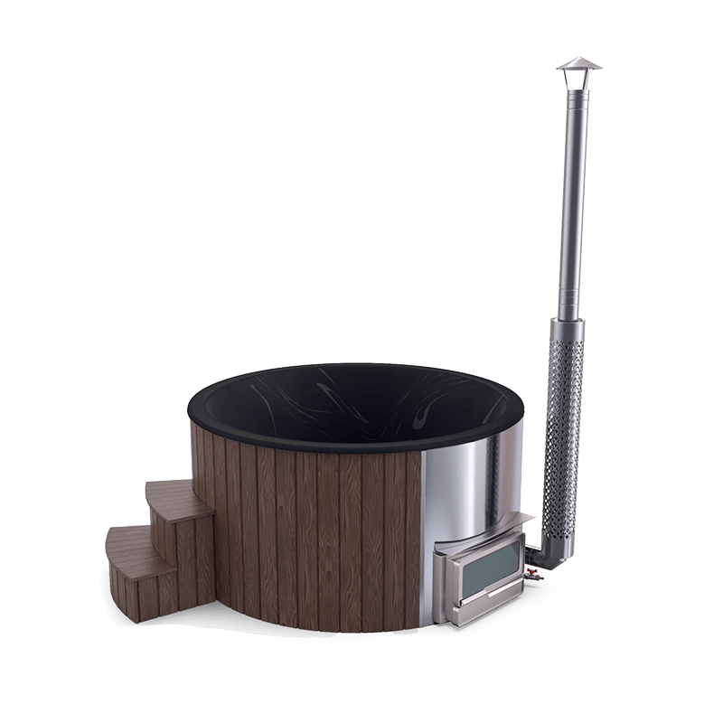 5-6 személyes akril kör dézsa fekvő kazánnal