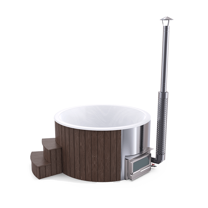 5-6 személyes akril kör dézsa fekvő kazánnal