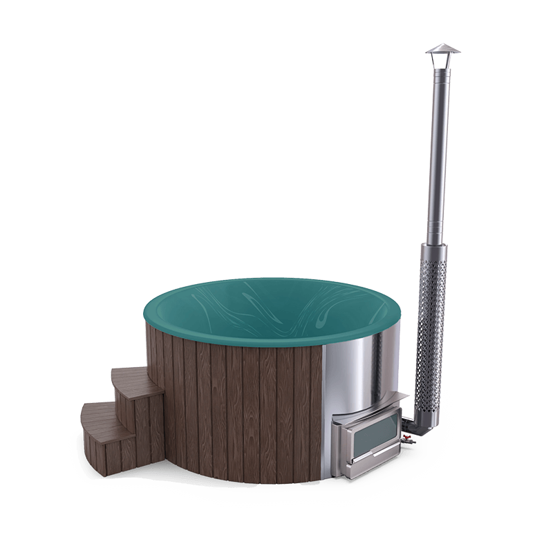 5-6 személyes akril kör dézsa fekvő kazánnal