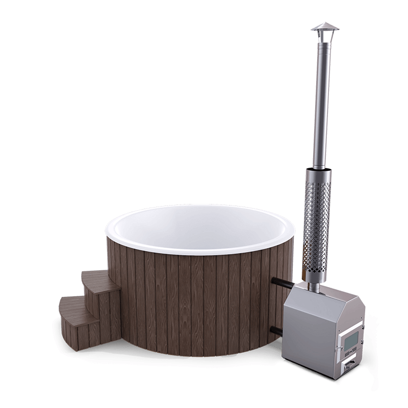 5-6 személyes üvegszálas kör dézsa külső kazánnal